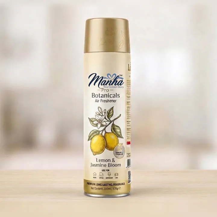 Manha Pro Botanicals Lemon and Jasmine Bloom Air Freshener can