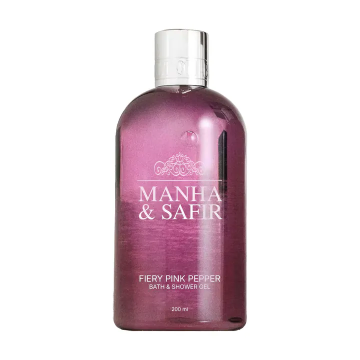 Manha & Safir Fiery Pink Pepper Bath and Shower Gel bottle
